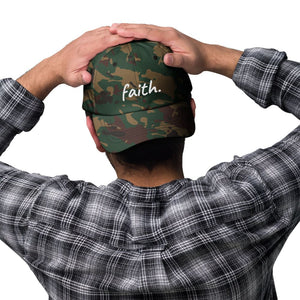Faith Scribble Christian Cotton Baseball Cap - Green Camo - Hats
