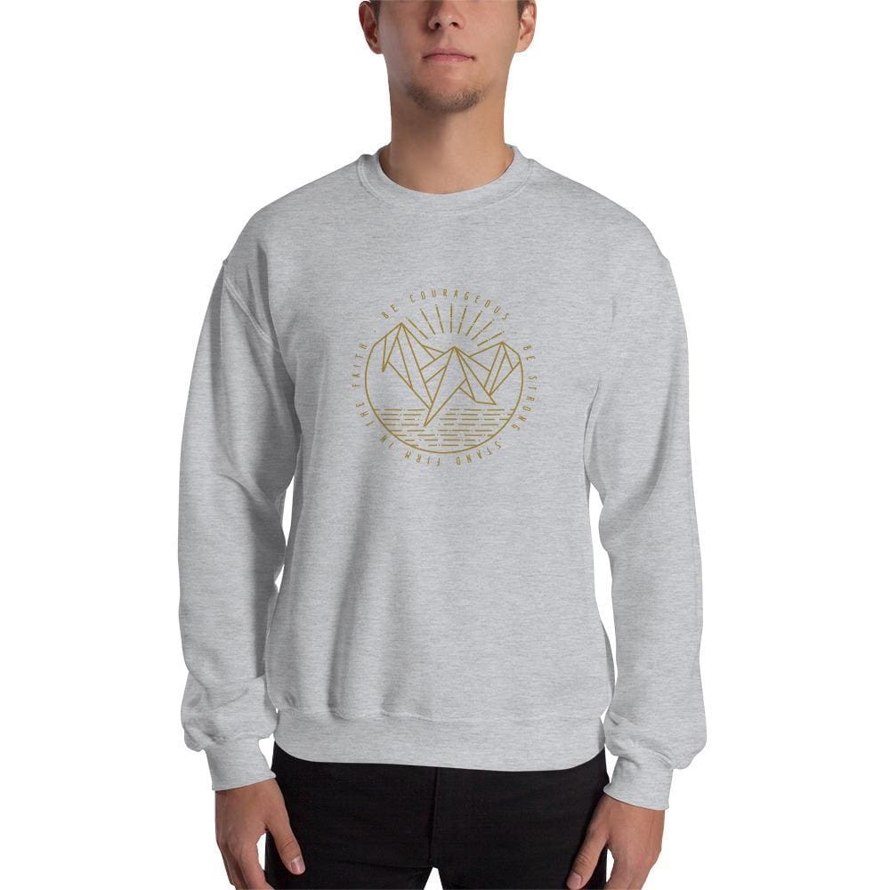 Be Courageous Be Strong Stand Firm in the Faith Christian Crewneck Sweatshirt - S / Sport Grey - Sweatshirts