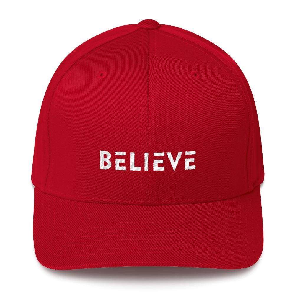 Believe Fitted Flexfit Twill Baseball Hat - S/m / Red - Hats