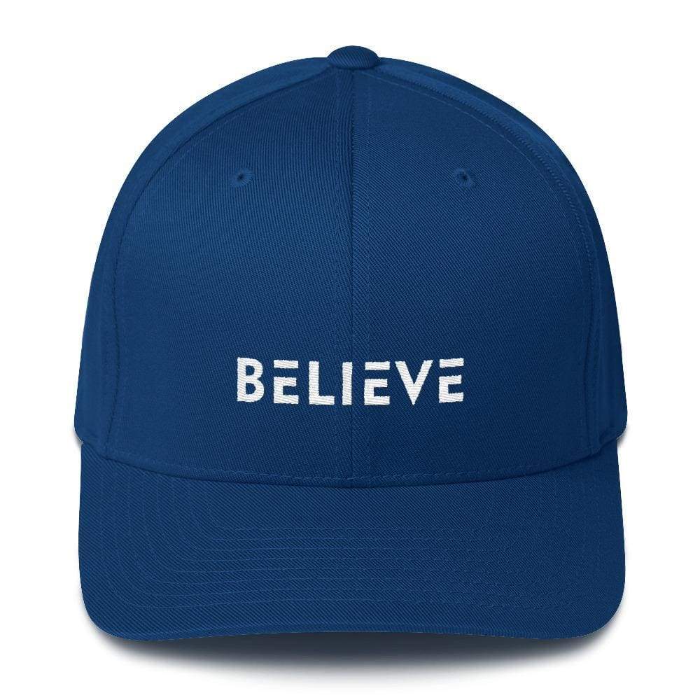 Believe Fitted Flexfit Twill Baseball Hat - S/m / Royal Blue - Hats