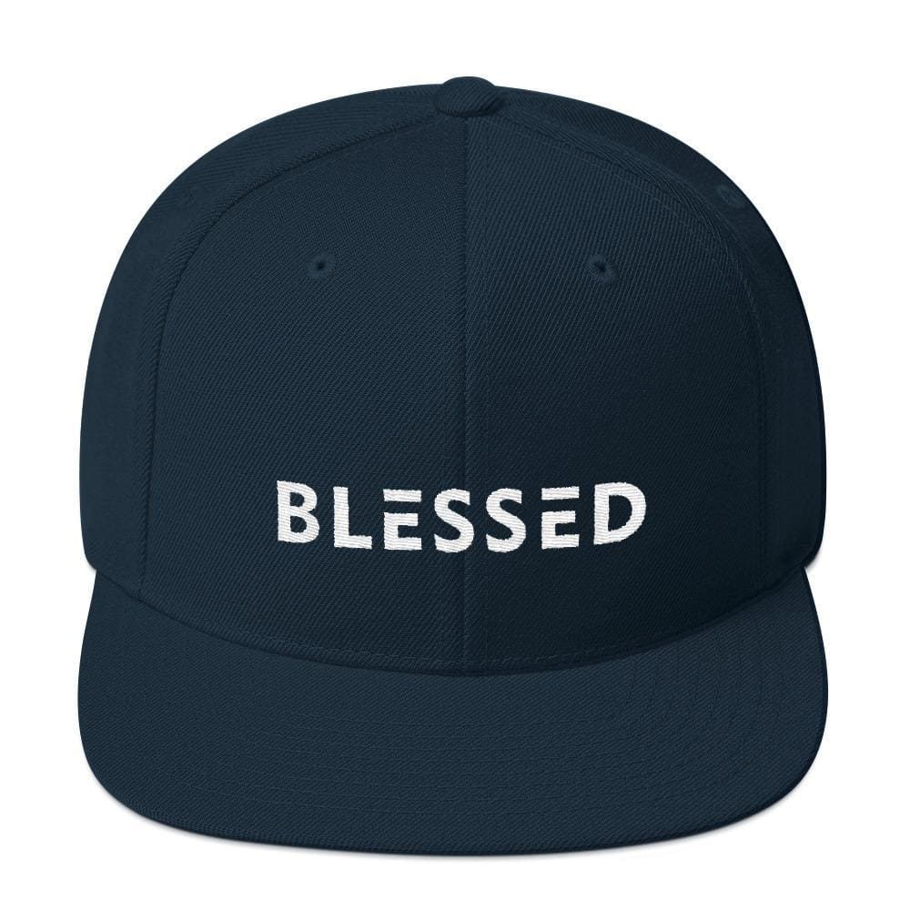 Blessed Flat Brim Snapback Hat - One-size / Dark Navy - Hats