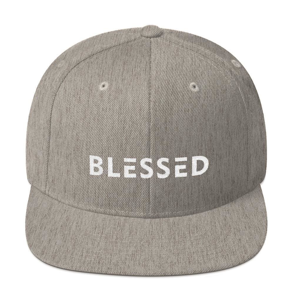 Blessed Flat Brim Snapback Hat - One-size / Heather Grey - Hats