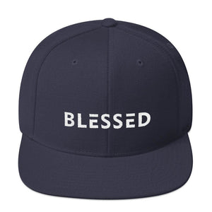 Blessed Flat Brim Snapback Hat - One-size / Navy - Hats