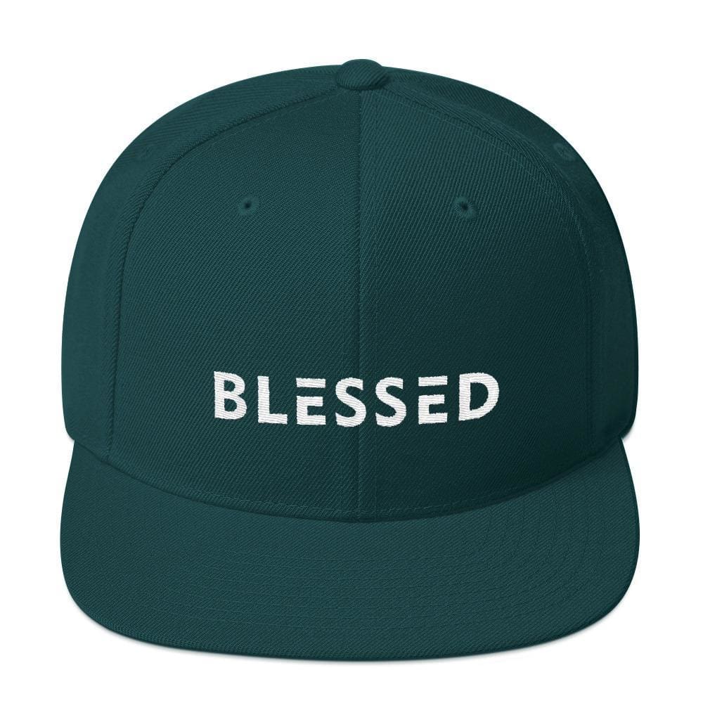 Blessed Flat Brim Snapback Hat - One-size / Spruce - Hats