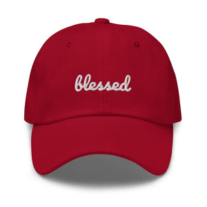 Blessed Scribble Christian Baseball Cap - Cranberry