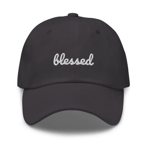 Blessed Scribble Christian Baseball Cap - Dark Grey