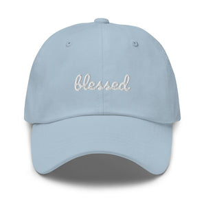 Blessed Scribble Christian Baseball Cap - Light Blue