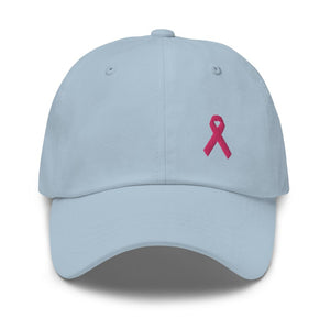 Breast Cancer Awareness Dad Hat with Pink Ribbon - Light Blue