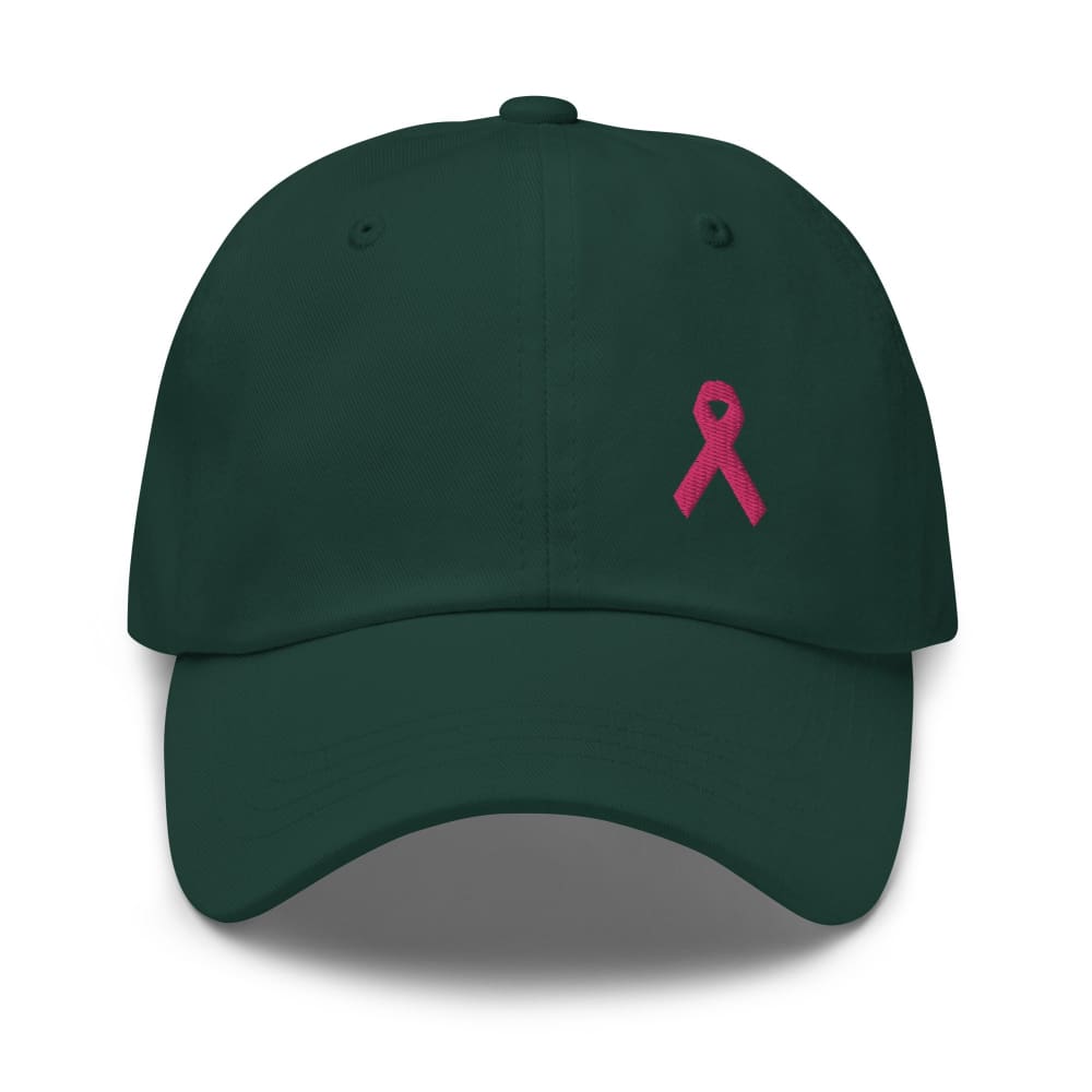 Breast Cancer Awareness Dad Hat with Pink Ribbon - Spruce