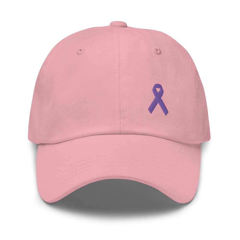 Cancer Awareness & Alzheimer’s Awareness Hat with Purple Ribbon - Pink