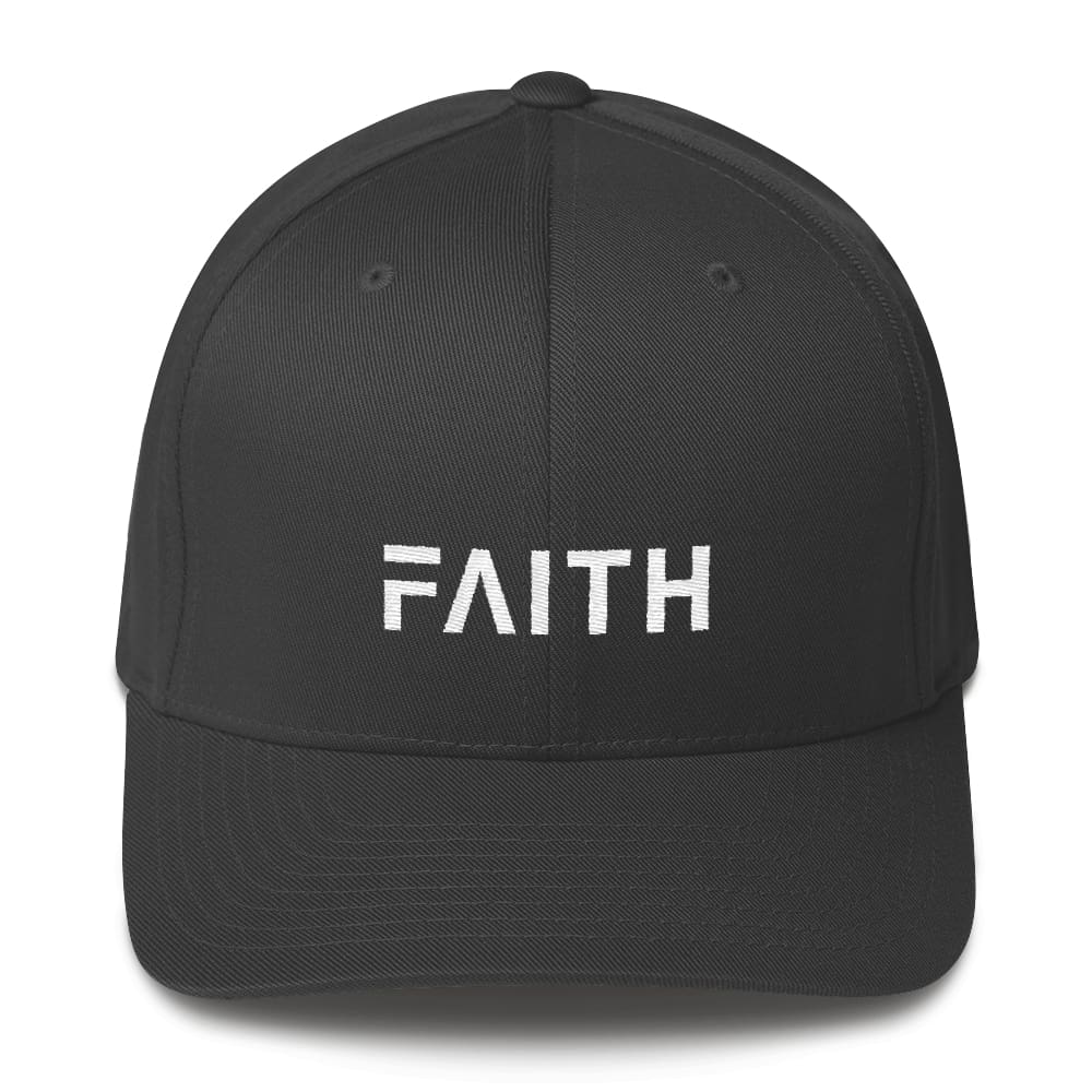 Faith Christian Fitted Flexfit Twill Baseball Hat - S/m / Dark Grey - Hats