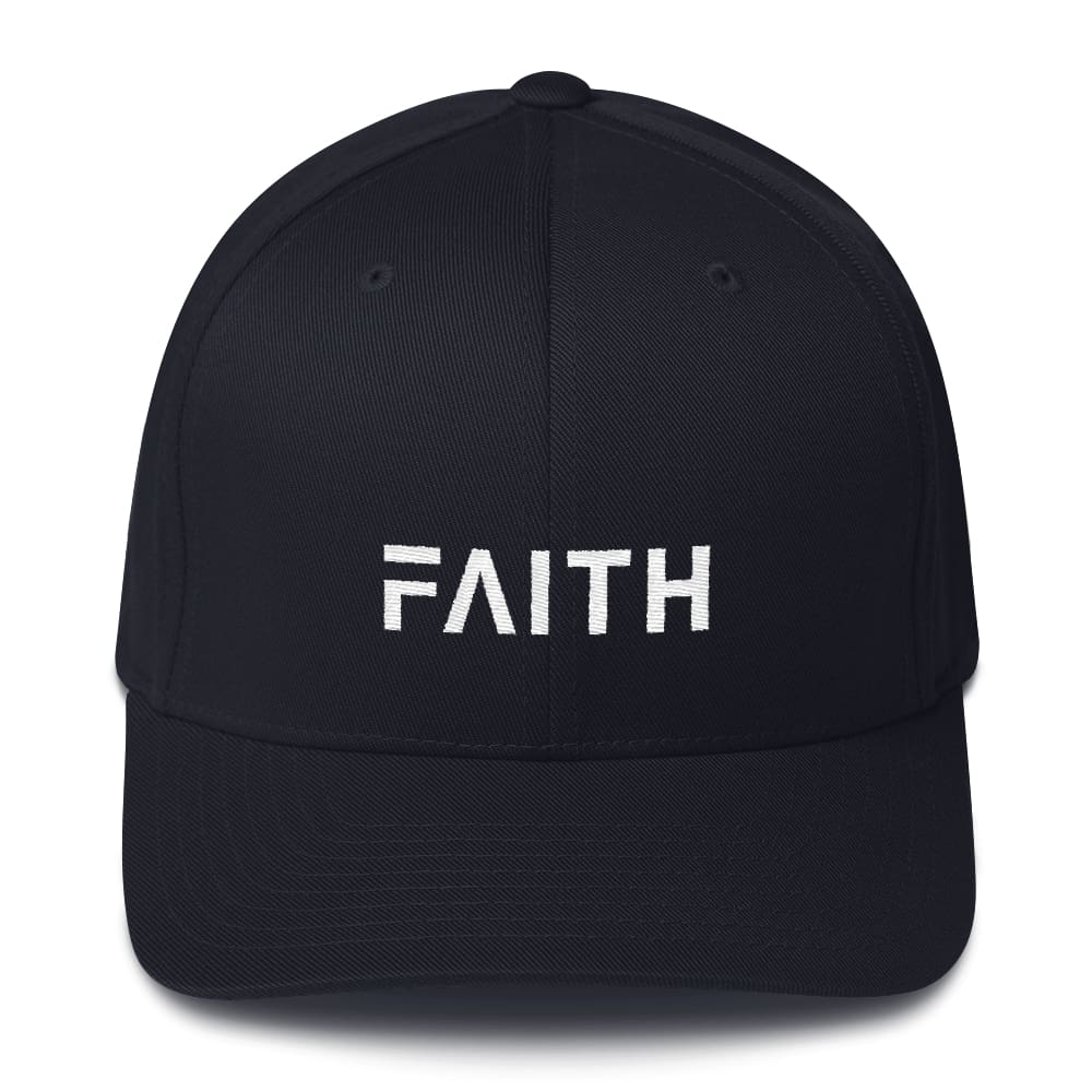 Faith Christian Fitted Flexfit Twill Baseball Hat - S/m / Dark Navy - Hats