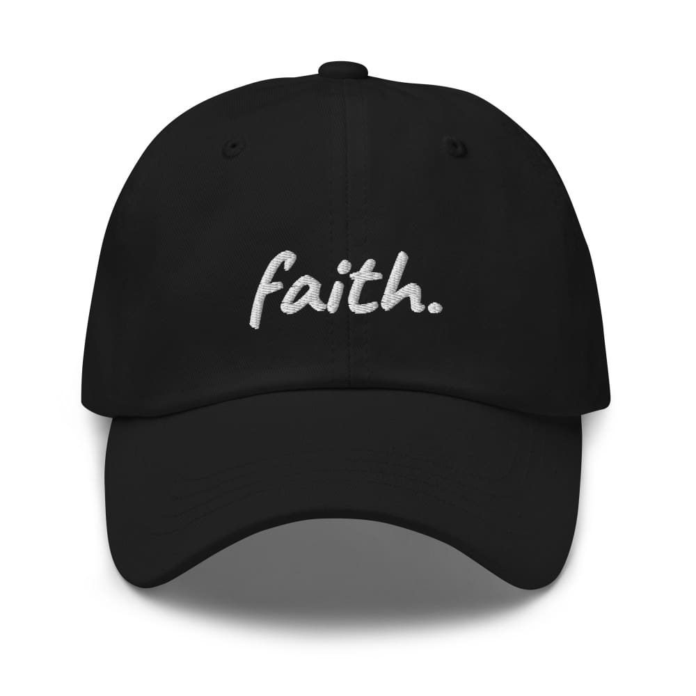 Faith Scribble Christian Cotton Baseball Cap - Black