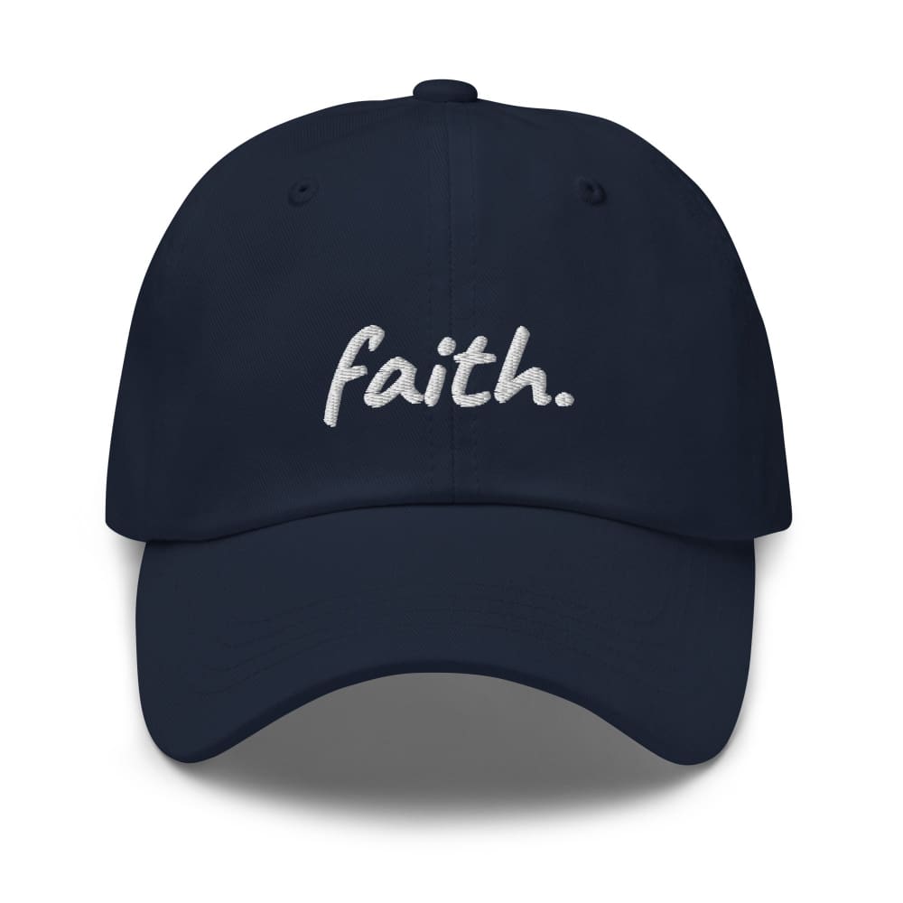 Faith Scribble Christian Cotton Baseball Cap - Navy