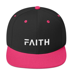 Faith Snapback Hat with Flat Brim - One-size / Black/ Neon Pink - Hats
