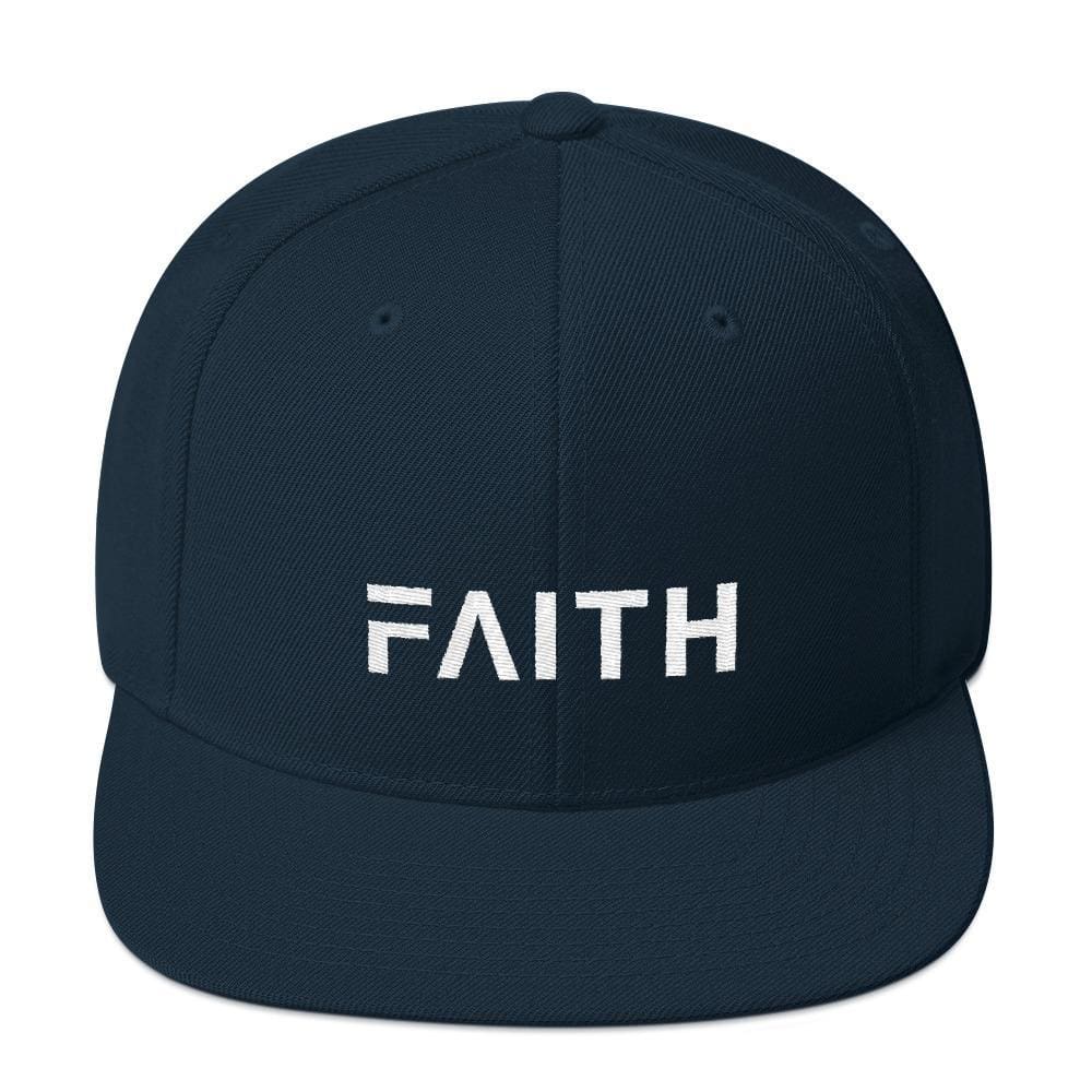 Faith Snapback Hat with Flat Brim - One-size / Dark Navy - Hats