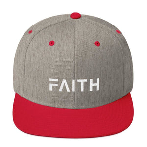 Faith Snapback Hat with Flat Brim - One-size / Heather Grey/ Red - Hats