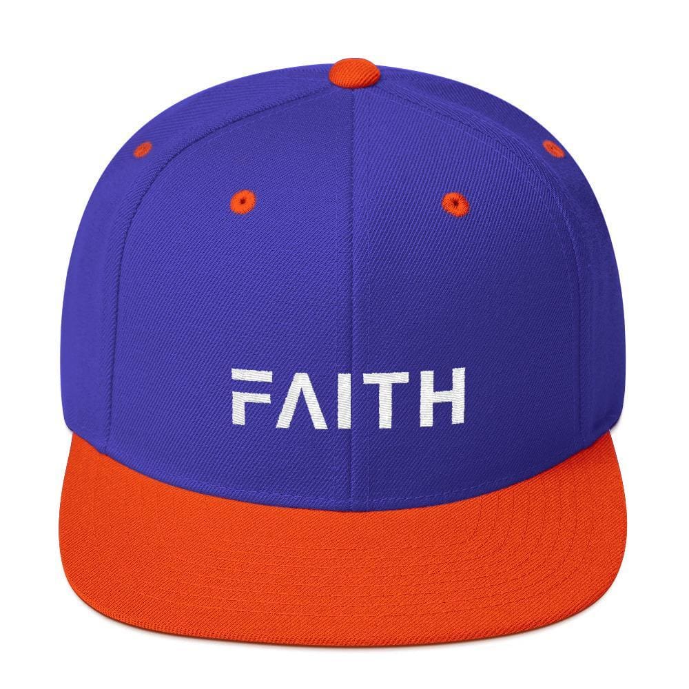 Faith Snapback Hat with Flat Brim - One-size / Royal/ Orange - Hats