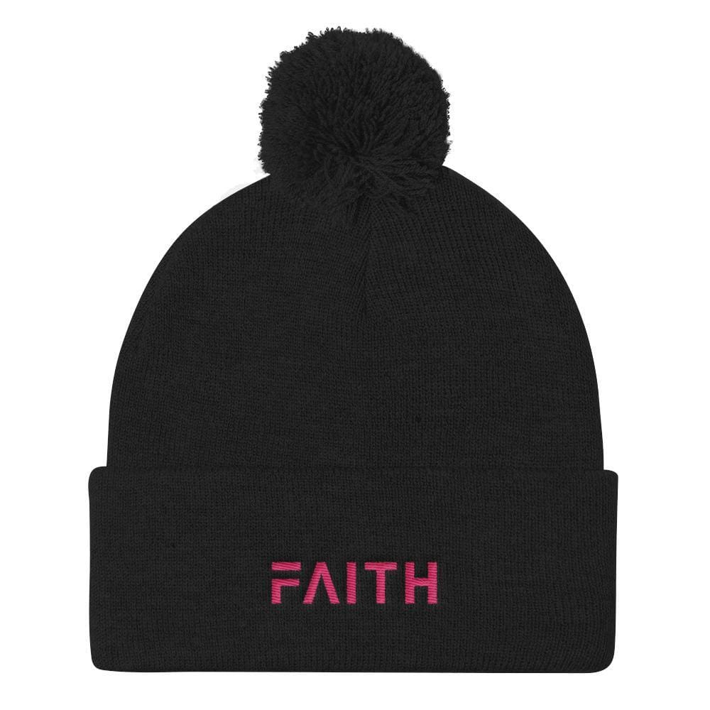 FAITH Womens Pom Pom Knit Beanie - One-size / Black - Hats