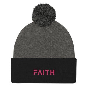 FAITH Womens Pom Pom Knit Beanie - One-size / Dark Heather Grey/ Black - Hats