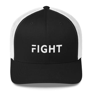 Fight Snapback Trucker Hat Embroidered in White Thread - One-size / Black/ White - Hats