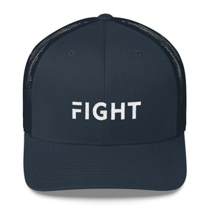 Fight Snapback Trucker Hat Embroidered in White Thread - One-size / Navy - Hats