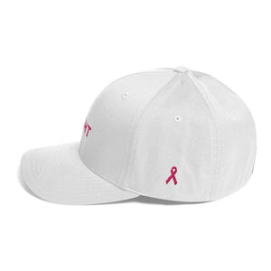 Fitted Breast Cancer Awareness Hat With Fight & Pink Ribbon - Hats