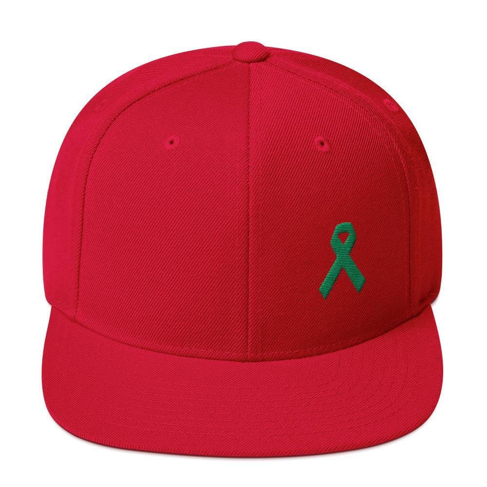 Green Awareness Ribbon Flat Brim Snapback Hat - One-size / Red - Hats