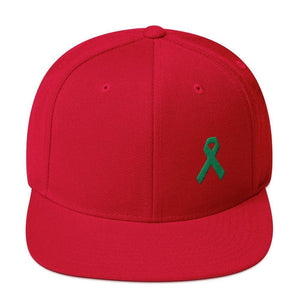 Green Awareness Ribbon Flat Brim Snapback Hat - One-size / Red - Hats