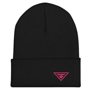 Hero Cuffed Beanie with Pink Embroidery - One-size / Black - Hats