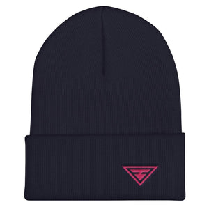 Hero Cuffed Beanie with Pink Embroidery - One-size / Navy - Hats