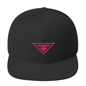 Hero Snapback Hat with Flat Brim Embroidered in Pink Thread - One-size / Black - Hats