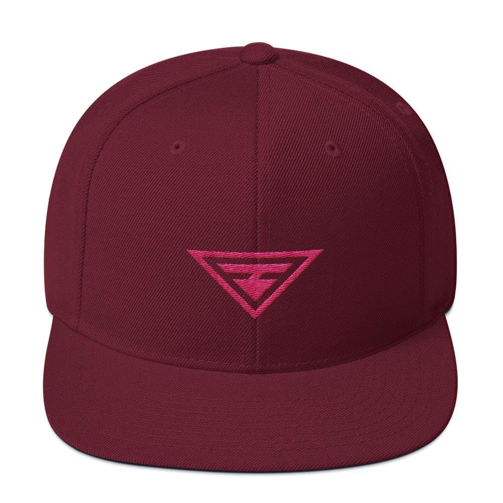 Hero Snapback Hat with Flat Brim Embroidered in Pink Thread - One-size / Maroon - Hats