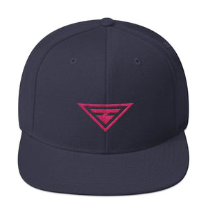 Hero Snapback Hat with Flat Brim Embroidered in Pink Thread - One-size / Navy - Hats