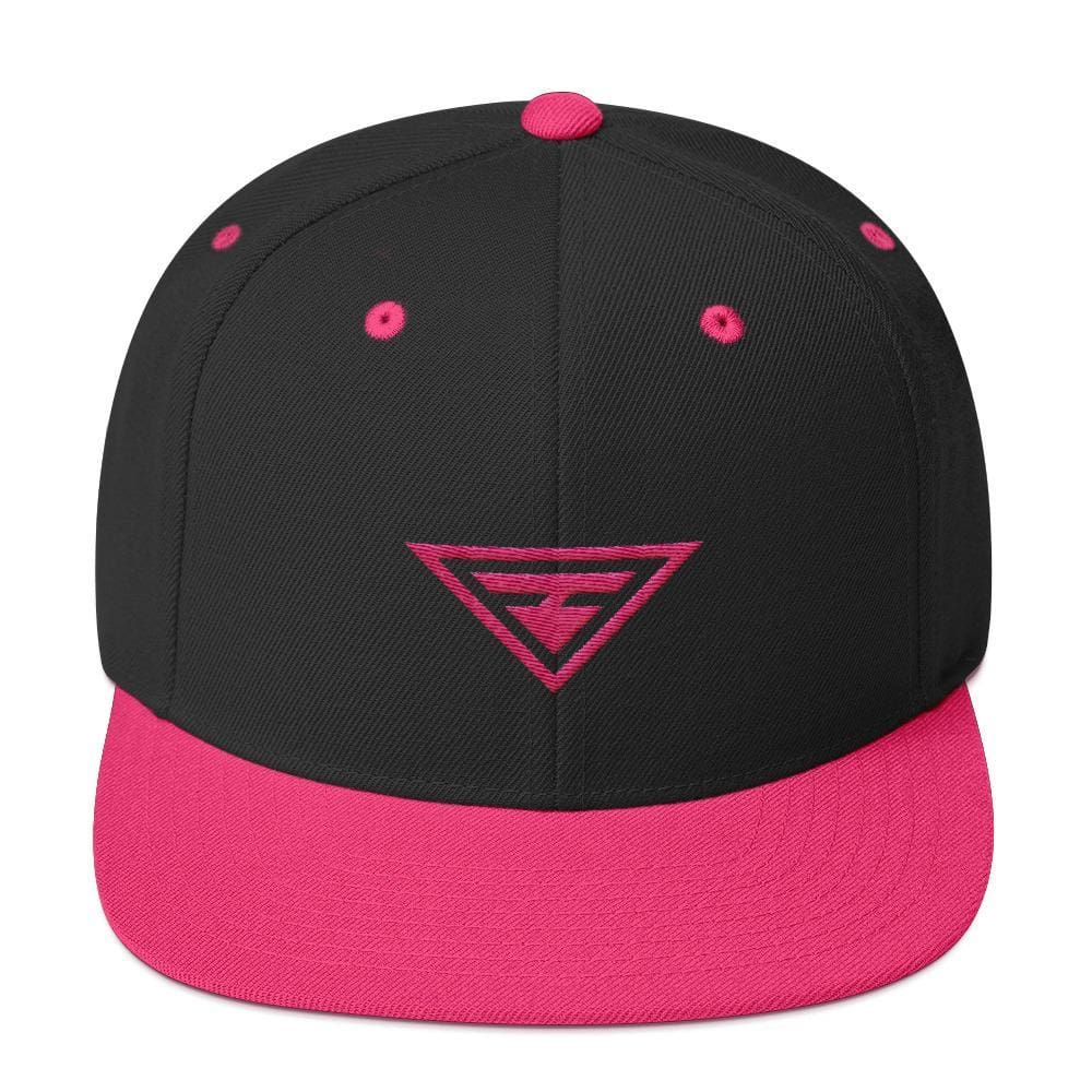 Hero Snapback Hat with Flat Brim Embroidered in Pink Thread - One-size / Neon Pink - Hats