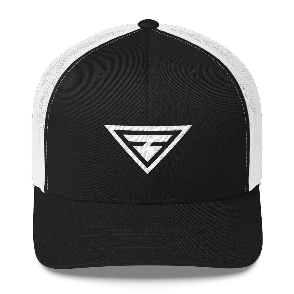 Hero Snapback Trucker Hat Embroidered in White Thread - One-size / Black - Hats