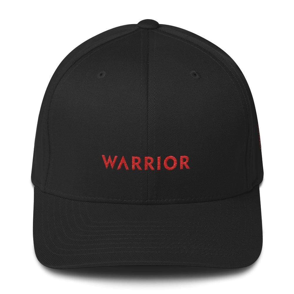 Hiv/aids Or Blood Cancer Awareness Twill Flexfit Fitted Hat With Red Ribbon And Warrior - S/m / Black - Hats
