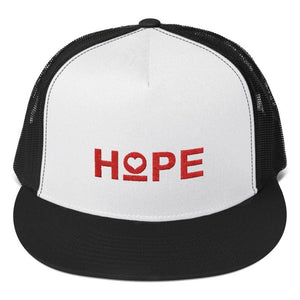 Hope 5-Panel Embroidered Snapback Trucker Hat (Red) - One-size / Black/ White/ Black - Hats