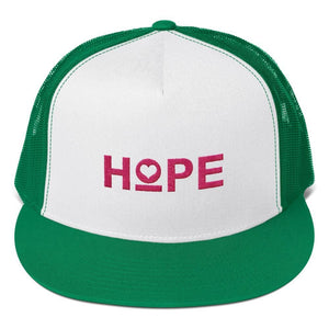 Hope Heart 5-Panel Snapback Trucker Hat - One-size / Kelly green - Hats