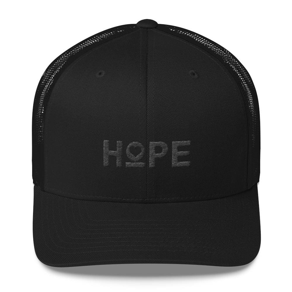 Hope Heart Black on Black Snapback Trucker Hat - One-size / Black - Hats