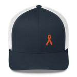 Leukemia Awareness Snapback Trucker Hat with Orange Ribbon
