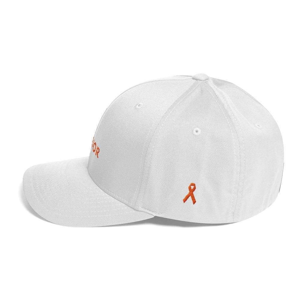 Leukemia Awareness Twill Flexfit Fitted Hat With Warrior & Orange Ribbon - Hats