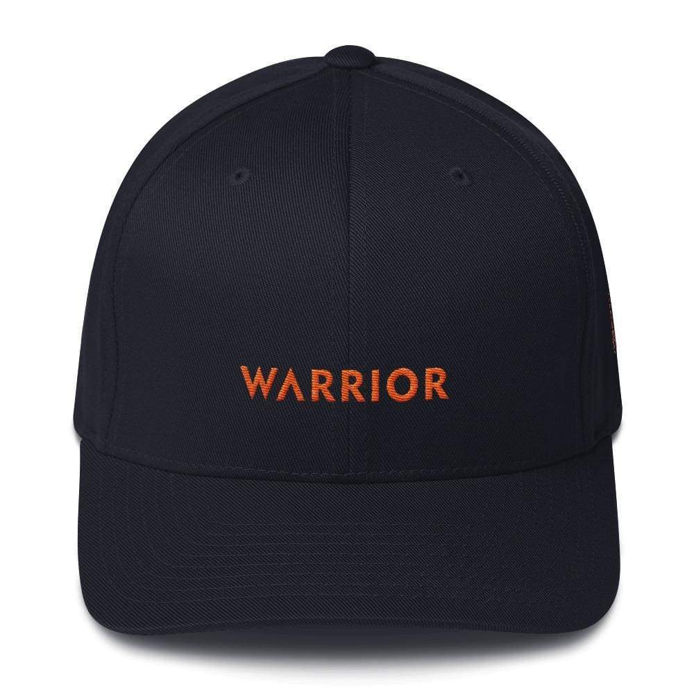 Leukemia Awareness Twill Flexfit Fitted Hat With Warrior & Orange Ribbon - S/m / Dark Navy - Hats