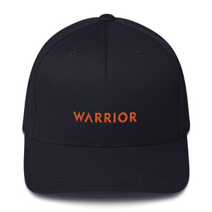 Leukemia Awareness Twill Flexfit Fitted Hat With Warrior & Orange Ribbon - S/m / Dark Navy - Hats