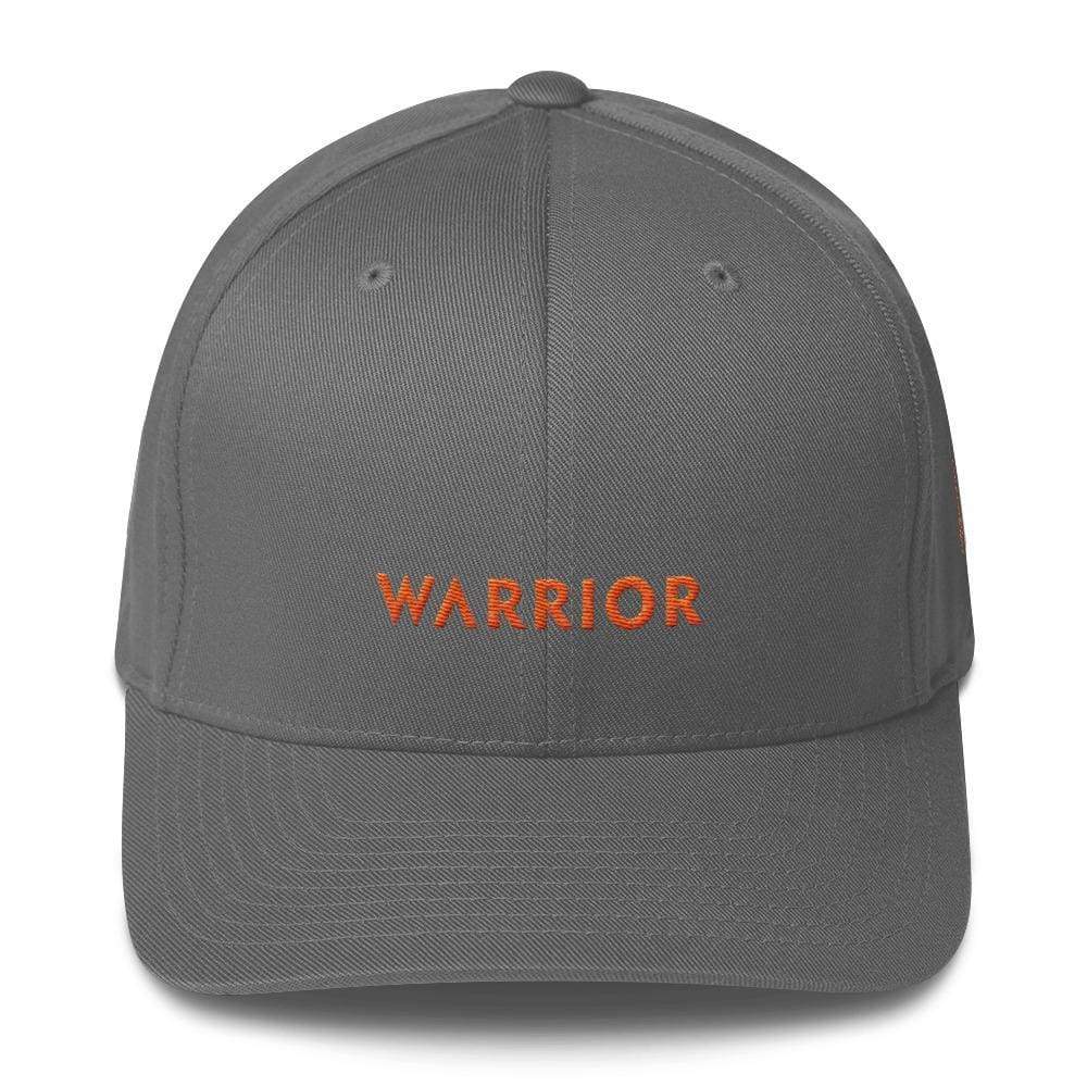 Leukemia Awareness Twill Flexfit Fitted Hat With Warrior & Orange Ribbon - S/m / Grey - Hats