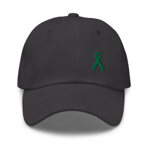 Liver Cancer & Gallbladder Cancer Awareness Dad Hat with Green Ribbon - Dark Grey