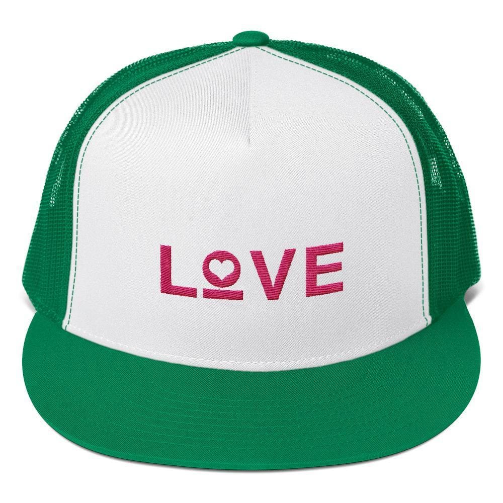 Love Heart 5-Panel Snapback Trucker Hat - One-size / Kelly Green - Hats