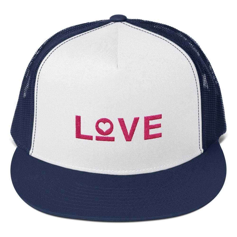 Love Heart 5-Panel Snapback Trucker Hat - One-size / Navy - Hats