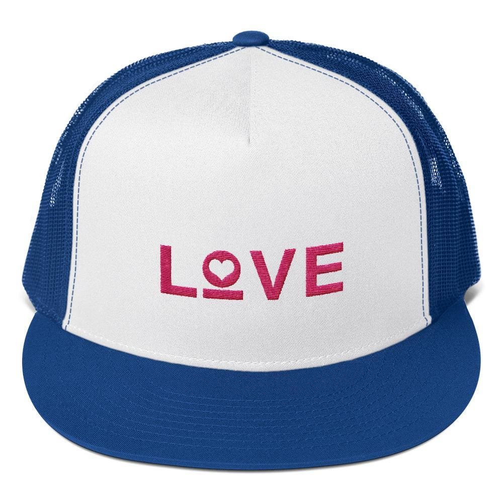 Love Heart 5-Panel Snapback Trucker Hat - One-size / Royal Blue - Hats