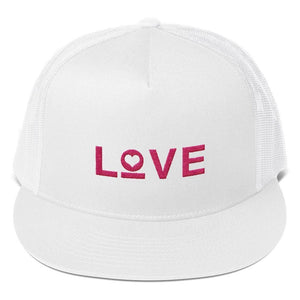 Love Heart 5-Panel Snapback Trucker Hat - One-size / White - Hats
